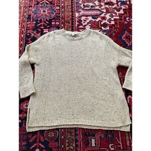 J.Jill Marled Knit Cotton Blend Drop Shoulder Sweater Size XS Citron Color